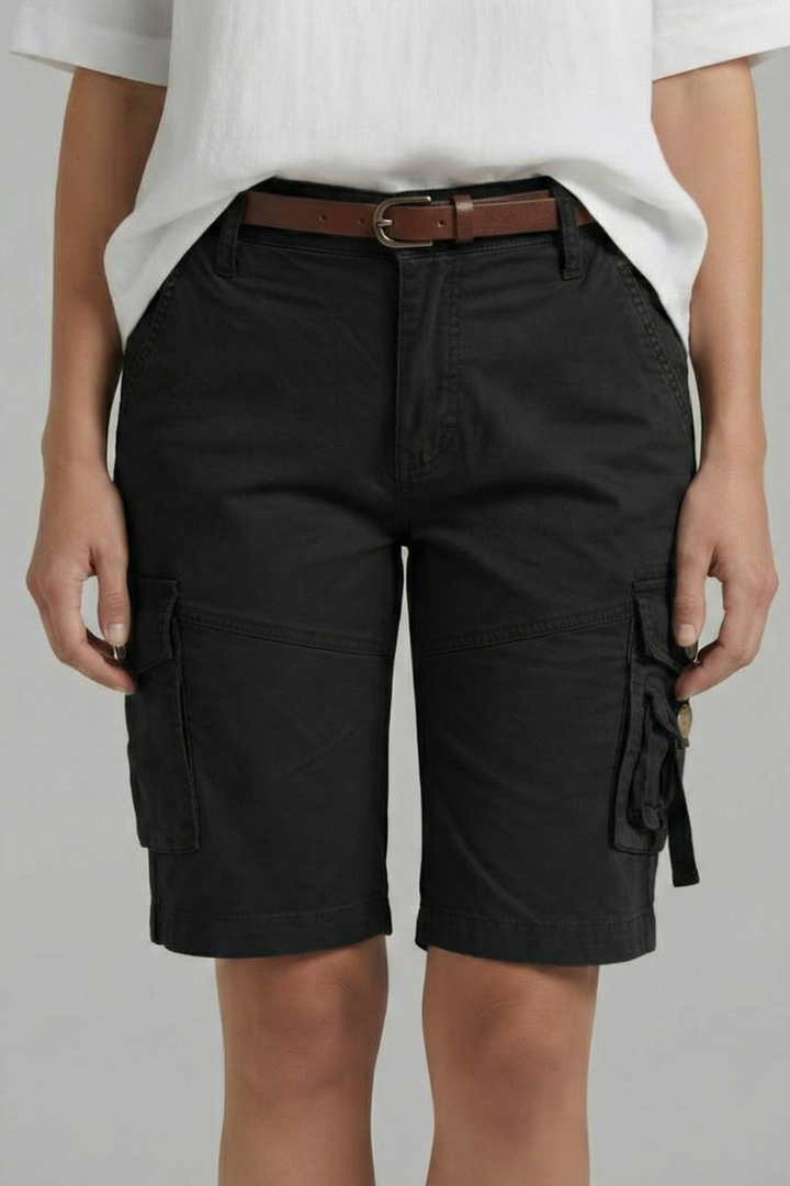 Stylish Cargo Shorts for Women with High Waist Utility Pocket Belt Loop Casual Style