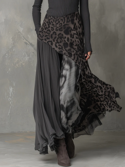 Elegant Black Leopard Maxi Dress for Women