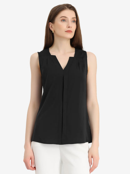 Effortless Blouses for Women with V-Neck Sleeveless Ruffle Placket Style