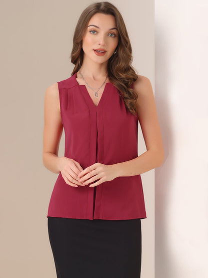 Effortless Blouses for Women with V-Neck Sleeveless Ruffle Placket Style