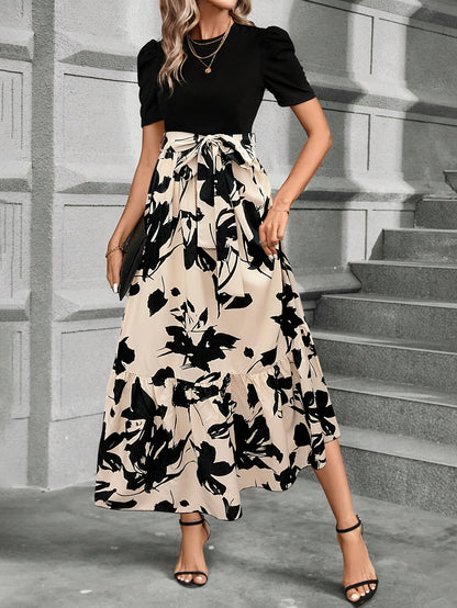 Stylish Printed Maxi Dress for Women with Tiered Casual Style