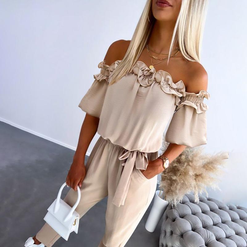 Effortless Overalls for Women with Off Shoulder Tie Waist