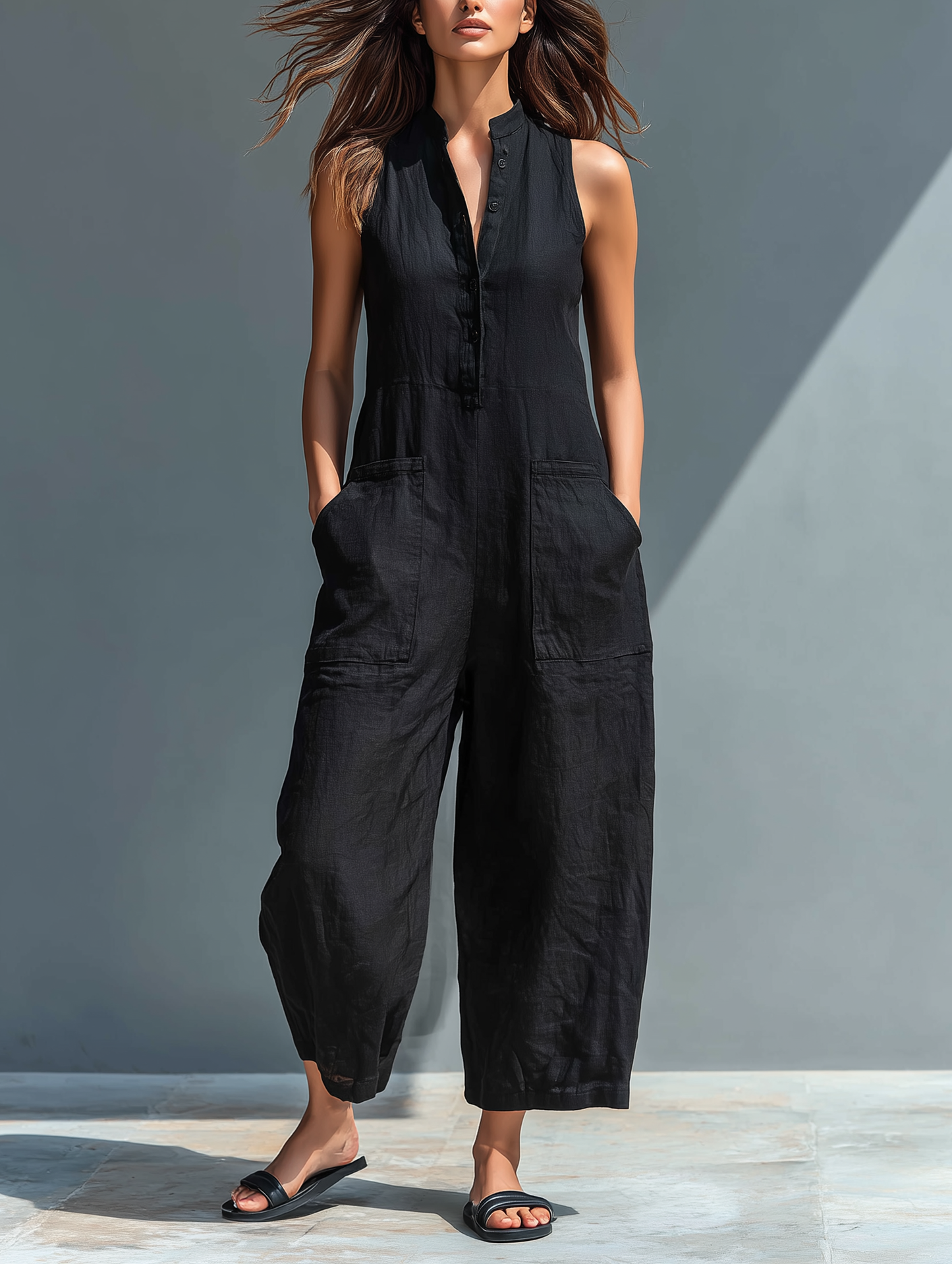 Effortless Jumpsuit for Women with Sleeveless Casual Style