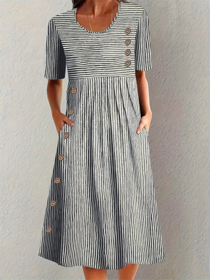Effortless Striped Midi Dress for Women