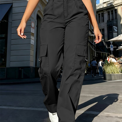 Effortless Cargo Pants for Women with High Waist Wide Leg Pocket Style