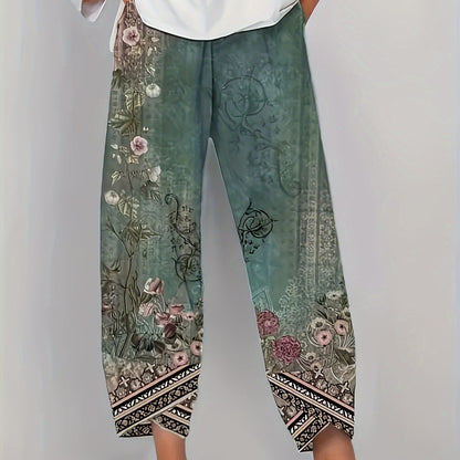 Comfortable Pants for Women with Cropped Elastic Waist