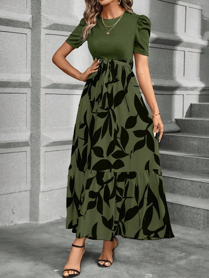 Stylish Printed Maxi Dress for Women with Tiered Casual Style