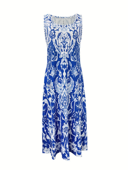 Effortless Floral Maxi Dress for Women with Sleeveless Casual Style
