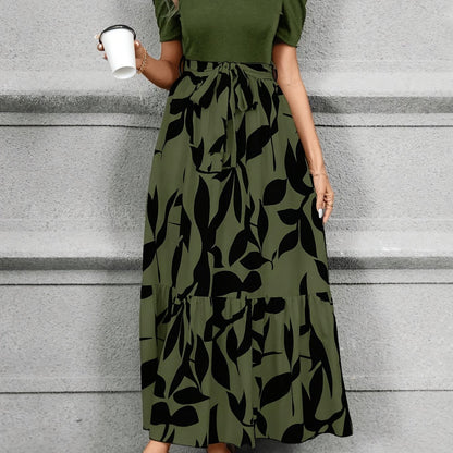 Stylish Printed Maxi Dress for Women with Tiered Casual Style