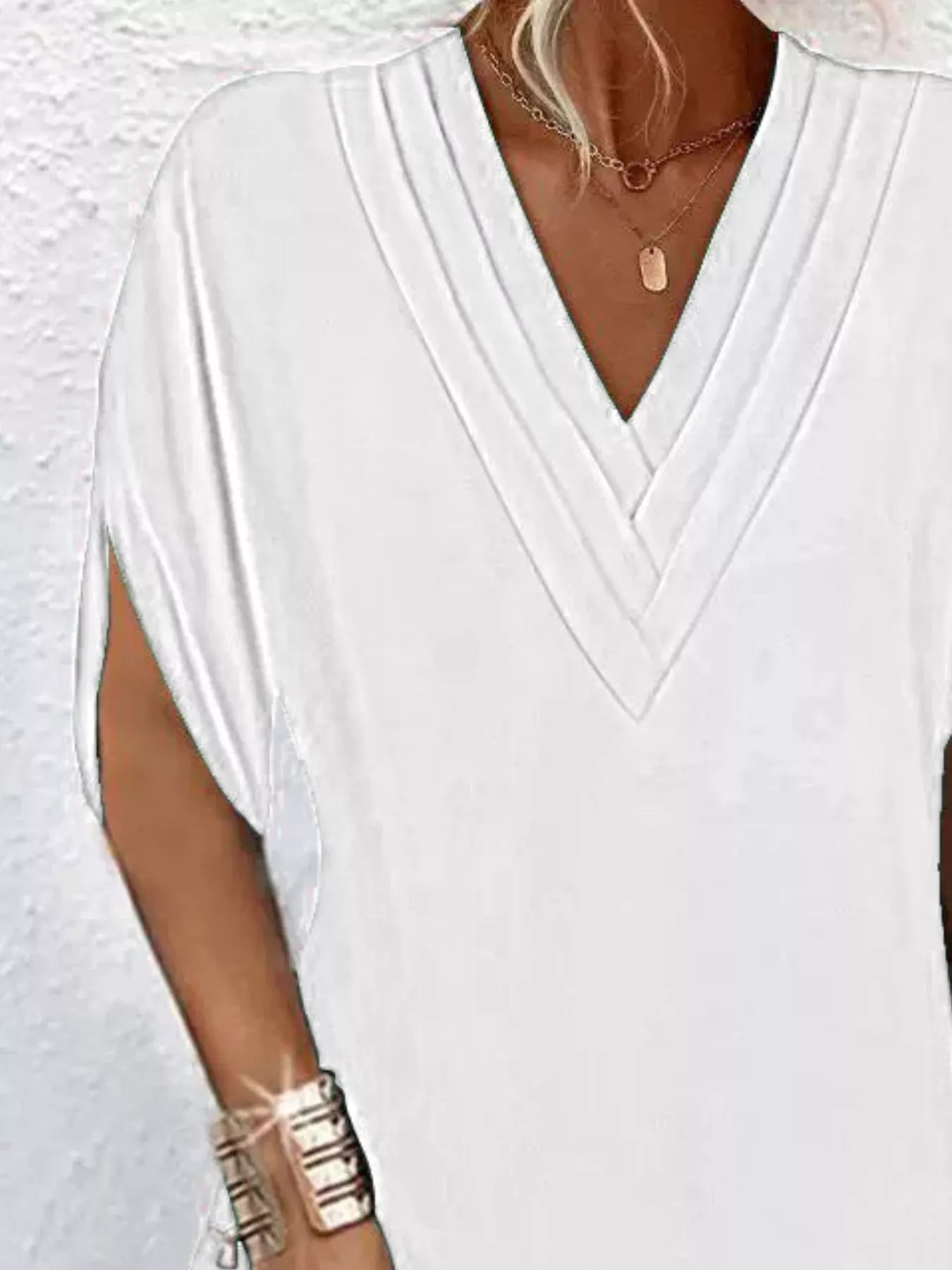 Stylish Mini Dress for Women with V Neck Slit