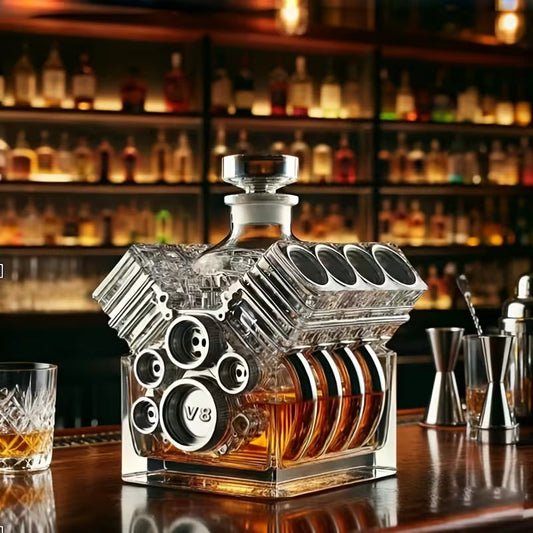Stylish Whisky Decanter Bottle Gift Set with Motor Design