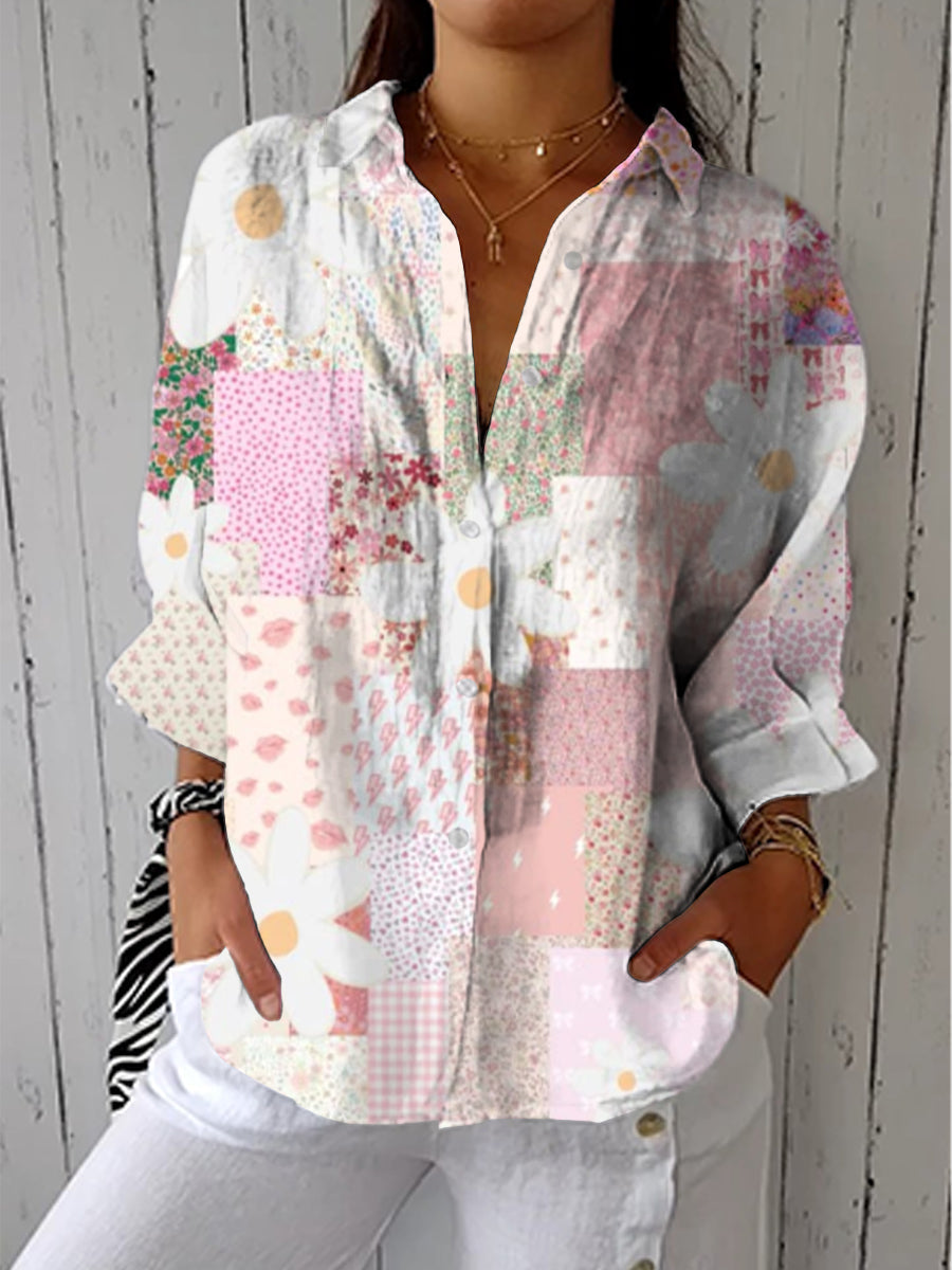 Effortless Flowy Patchwork Blouse for Women