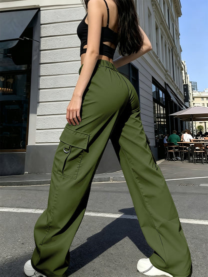 Effortless Cargo Pants for Women with High Waist Wide Leg Pocket Style