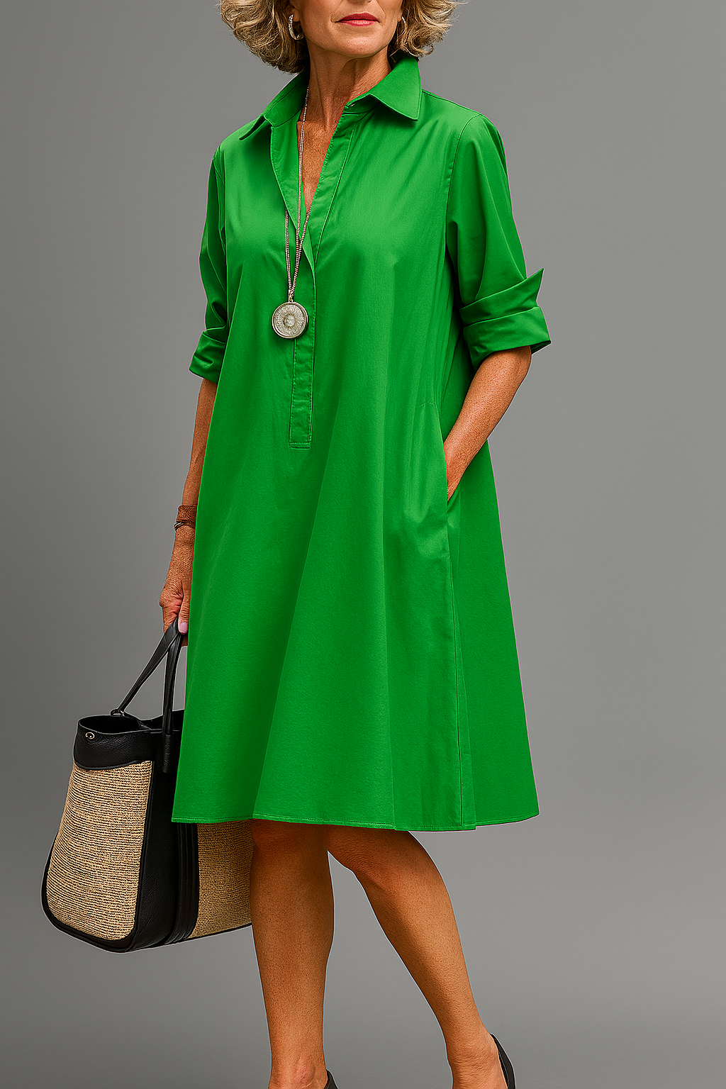 Stylish Green Midi Dress for Women