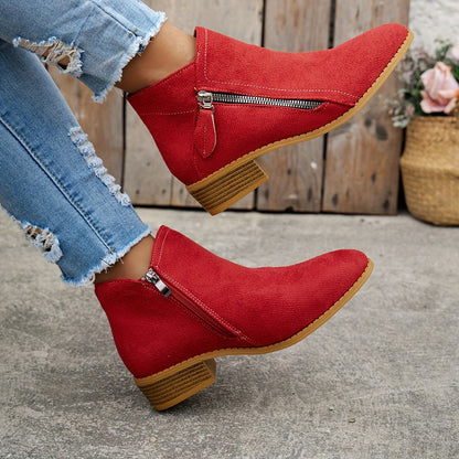 Comfortable Orthopedic Shoes for Women with Zipper Block Heel Slip On Style