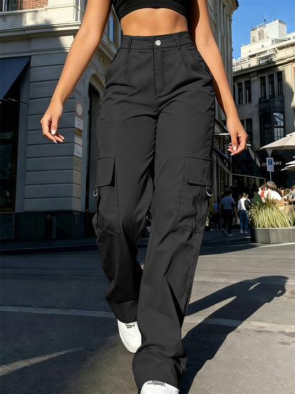 Effortless Cargo Pants for Women with High Waist Wide Leg Pocket Style