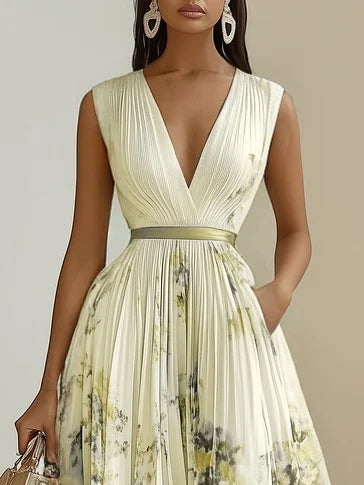 Elegant Wrap Mini Dress for Women with V Neck Sleeveless