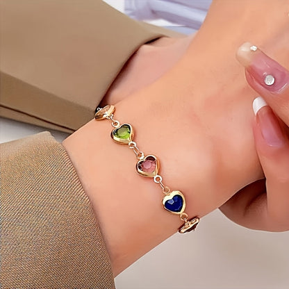 Elegant Bracelet for Women with Multicolor Heart Design