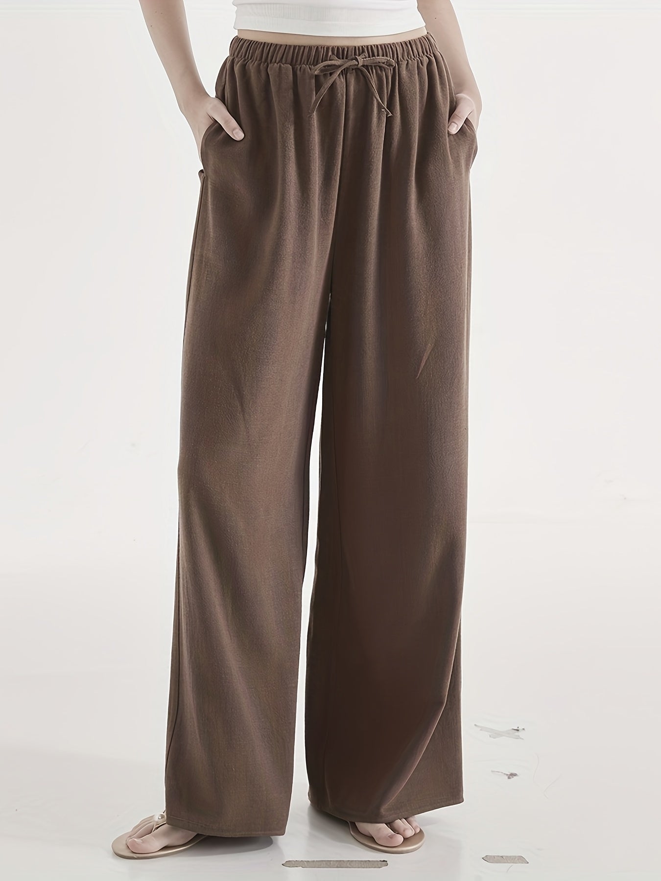 Effortless Wide Leg Pants for Women with Drawstring High Waist Relaxed Style