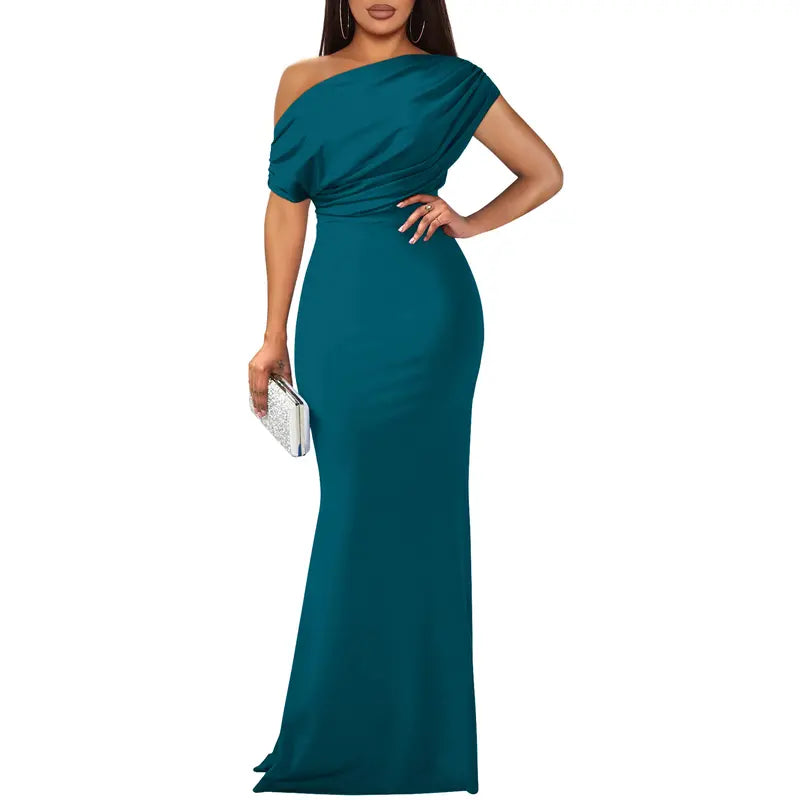 Stylish Evening Dress for Women with Off Shoulder Formal Wedding Guest Style