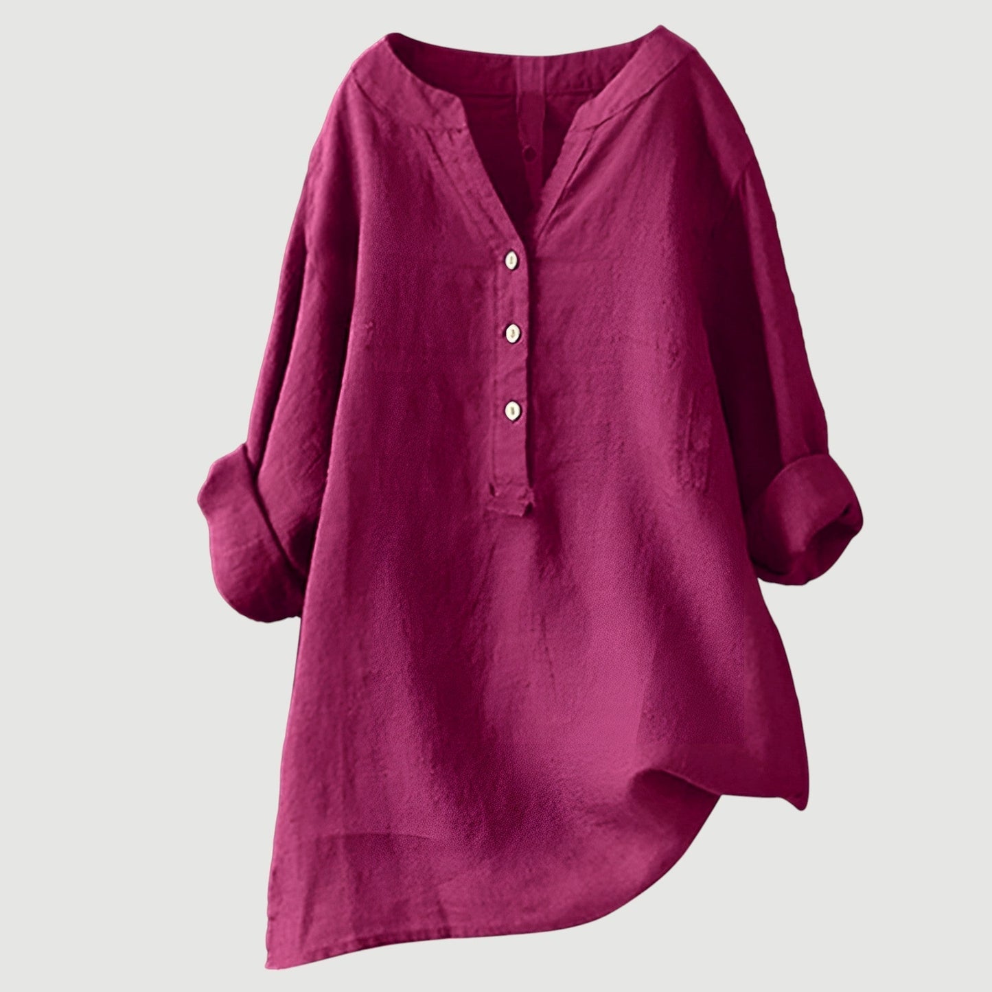 Effortless Blouse for Women with V Neck Button Down