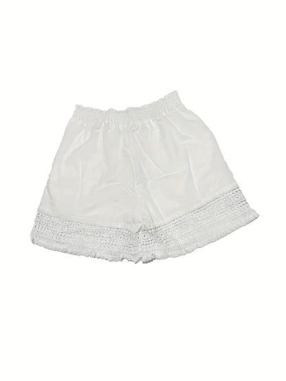 Comfortable Lace Shorts for Women with Elastic Waist Pockets