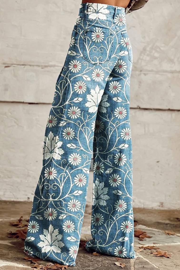 Effortless Blue Pants for Women with Retro Casual Style