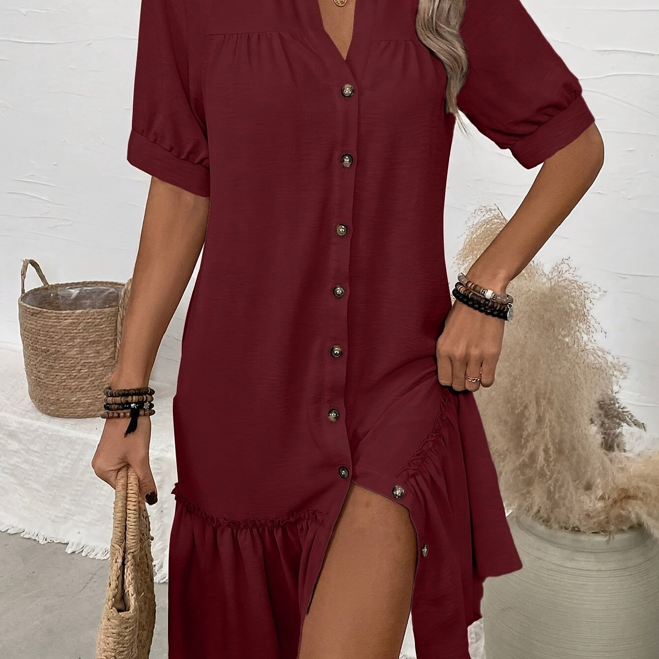Stylish Midi Dress for Women with Pleated