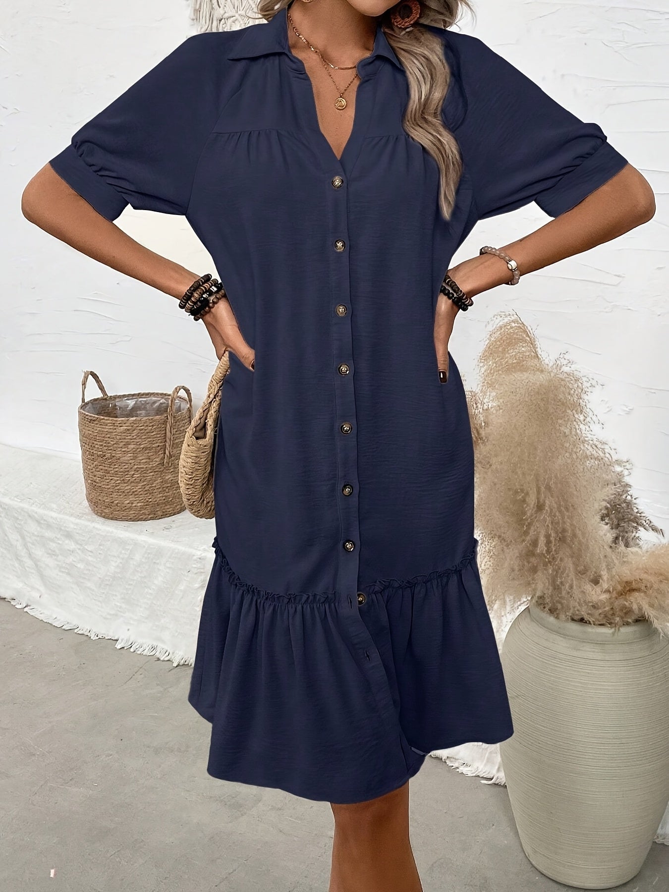 Stylish Midi Dress for Women with Pleated