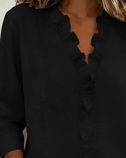Stylish Blouse for Women with V Neck Long Sleeve