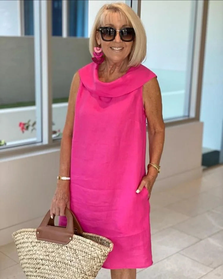 Effortless Dress for Women with Round Neck Sleeveless