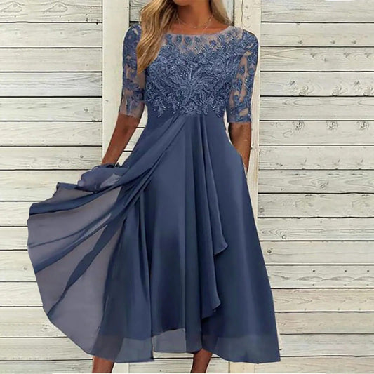 Elegant Flowy Evening Dress for Women Formal Wedding Guest Style