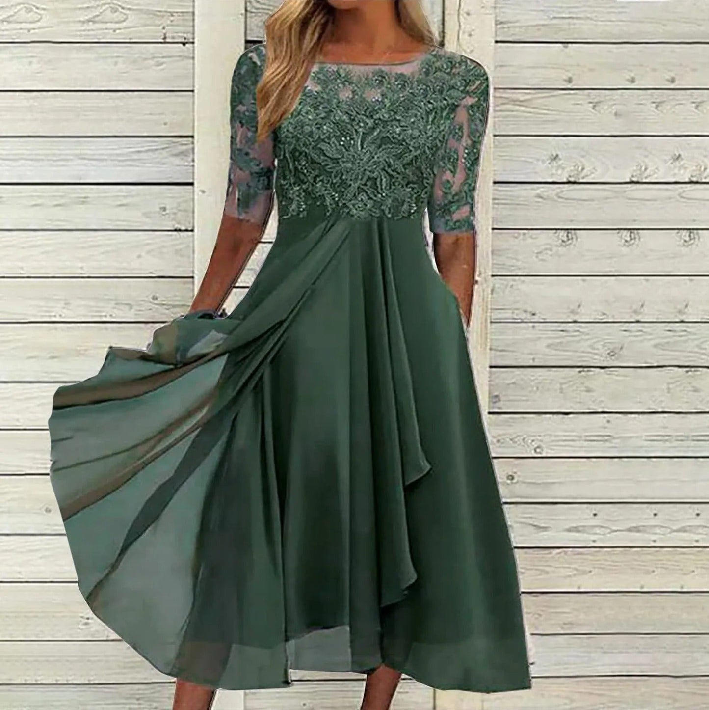 Elegant Flowy Evening Dress for Women Formal Wedding Guest Style