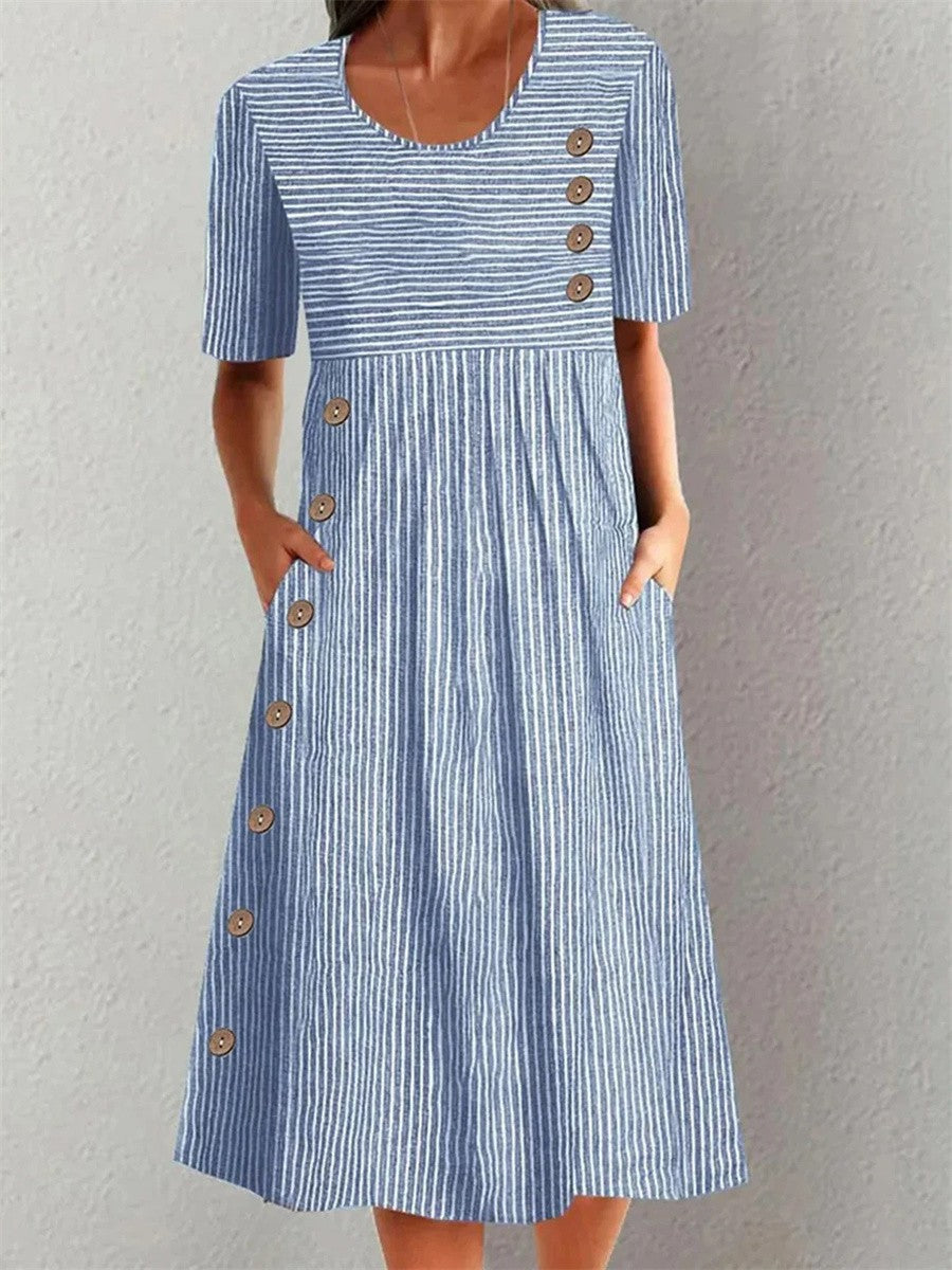 Effortless Striped Midi Dress for Women