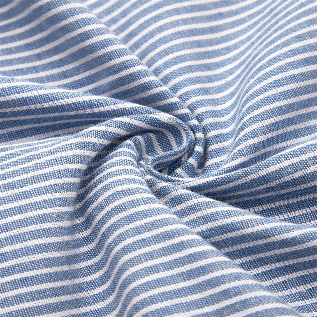 Elegant Striped Midi Dress for Women with Elbow Sleeve