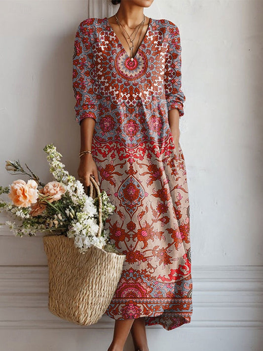 Effortless Wine Red Dress for Women with Retro Casual Style