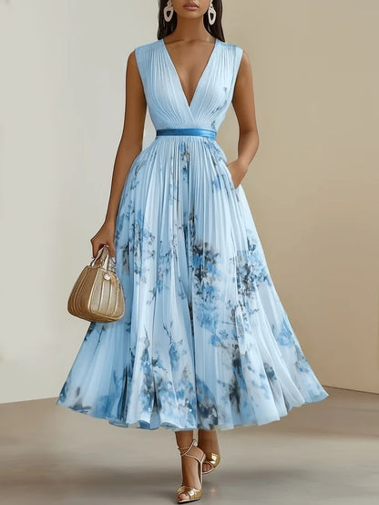 Elegant Wrap Mini Dress for Women with V Neck Sleeveless