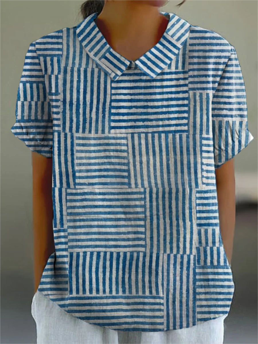 Effortless Blue Striped Blouse for Women