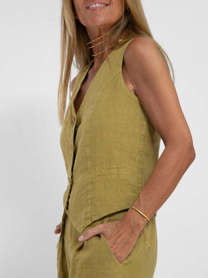 Comfortable Two Piece Set for Women with V Neck Sleeveless Wide Leg