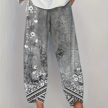 Comfortable Pants for Women with Cropped Elastic Waist