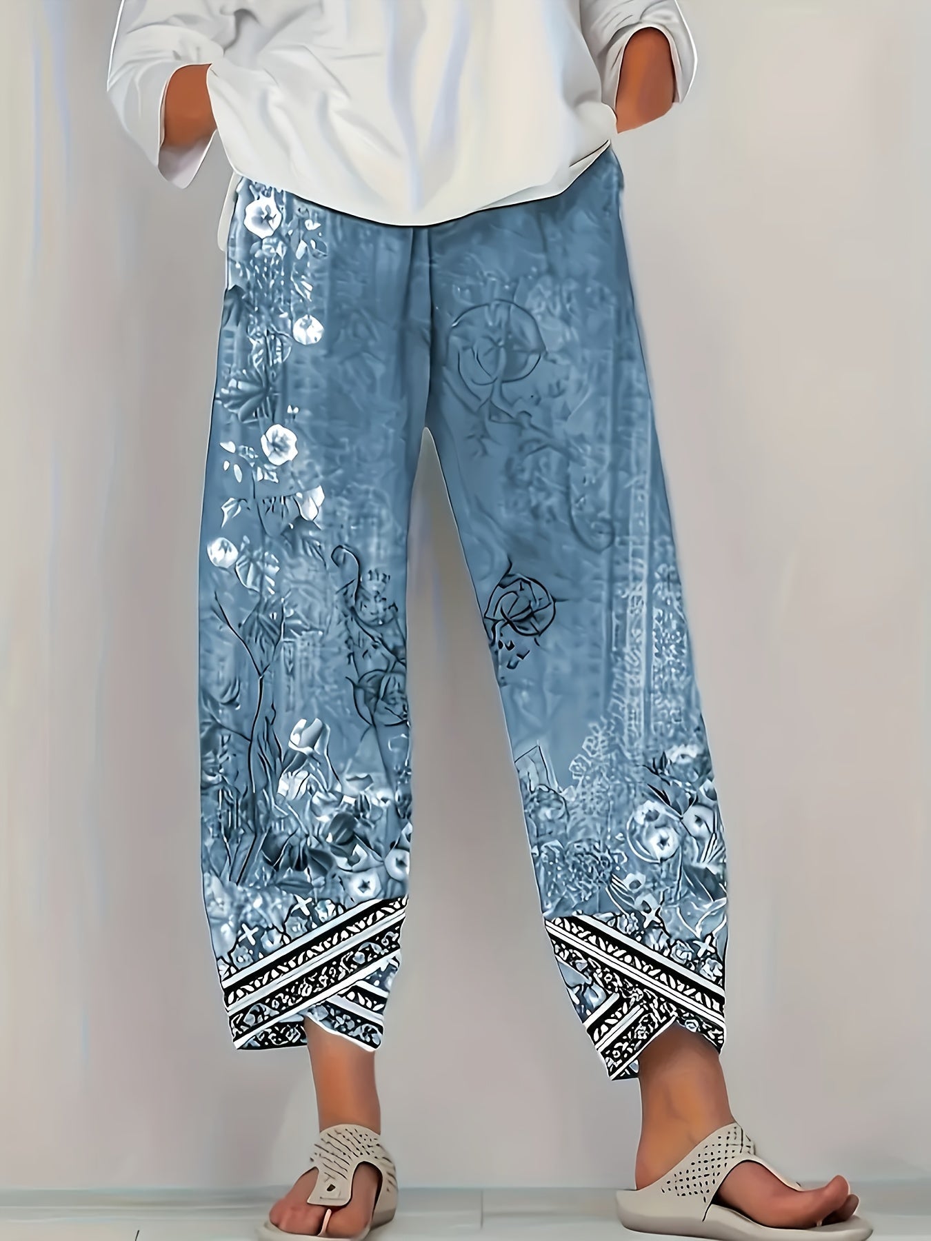 Comfortable Pants for Women with Cropped Elastic Waist