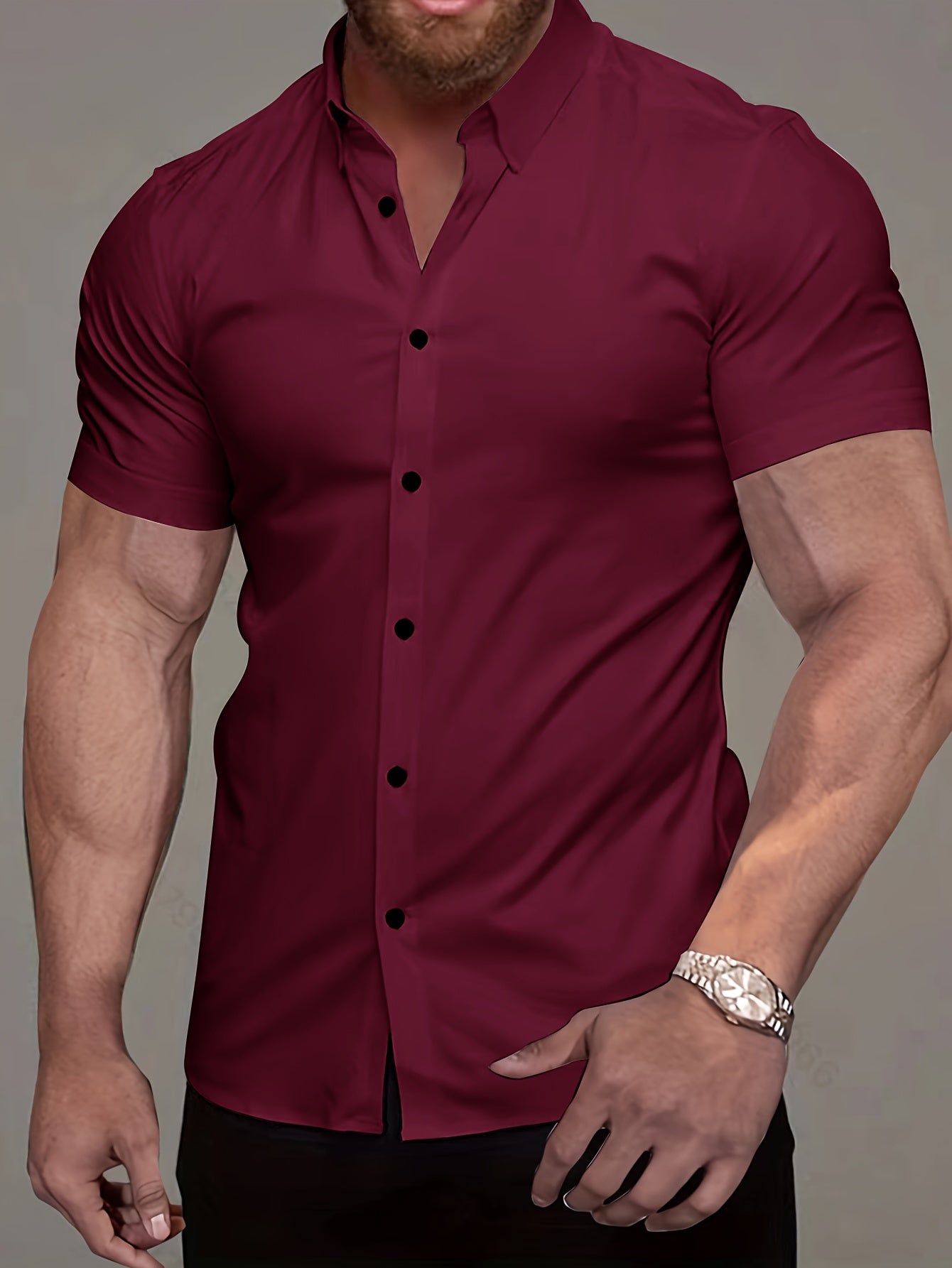Comfortable Button Down Shirt for Men with Short Sleeve