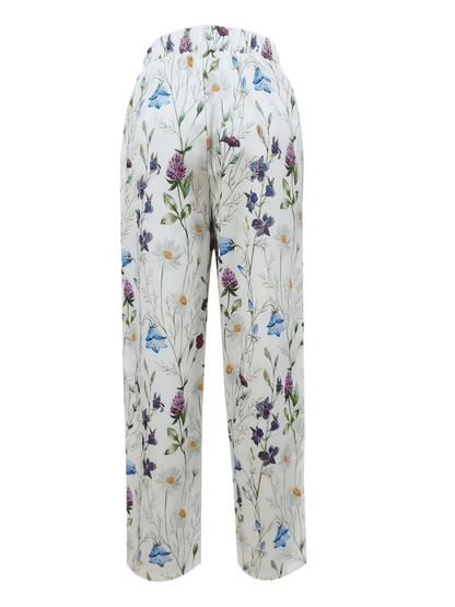 Effortless White Pants for Women with Elastic Waist Pockets