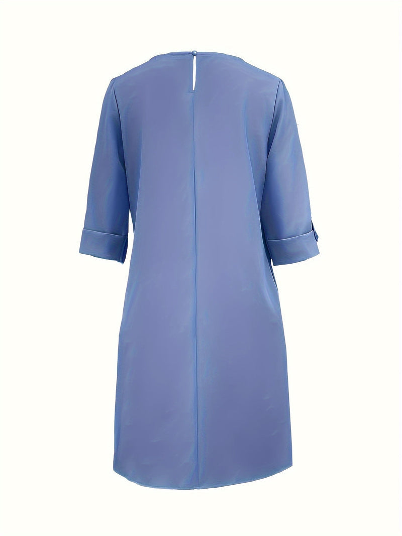 Elegant Evening Dress for Women with Round Neck Formal Wedding Guest Layered Style