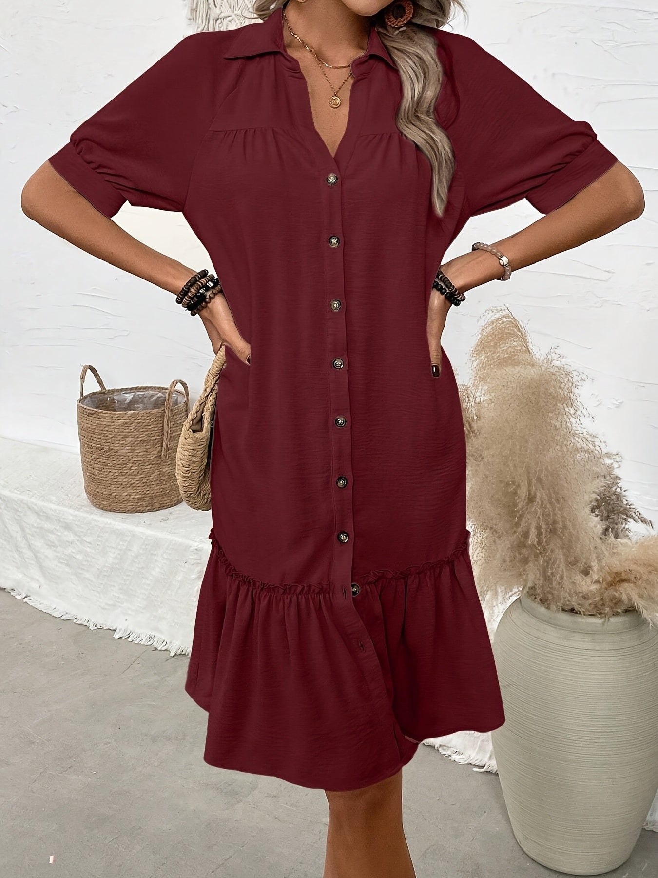 Stylish Midi Dress for Women with Pleated