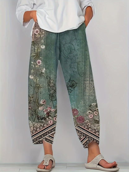 Comfortable Pants for Women with Cropped Elastic Waist