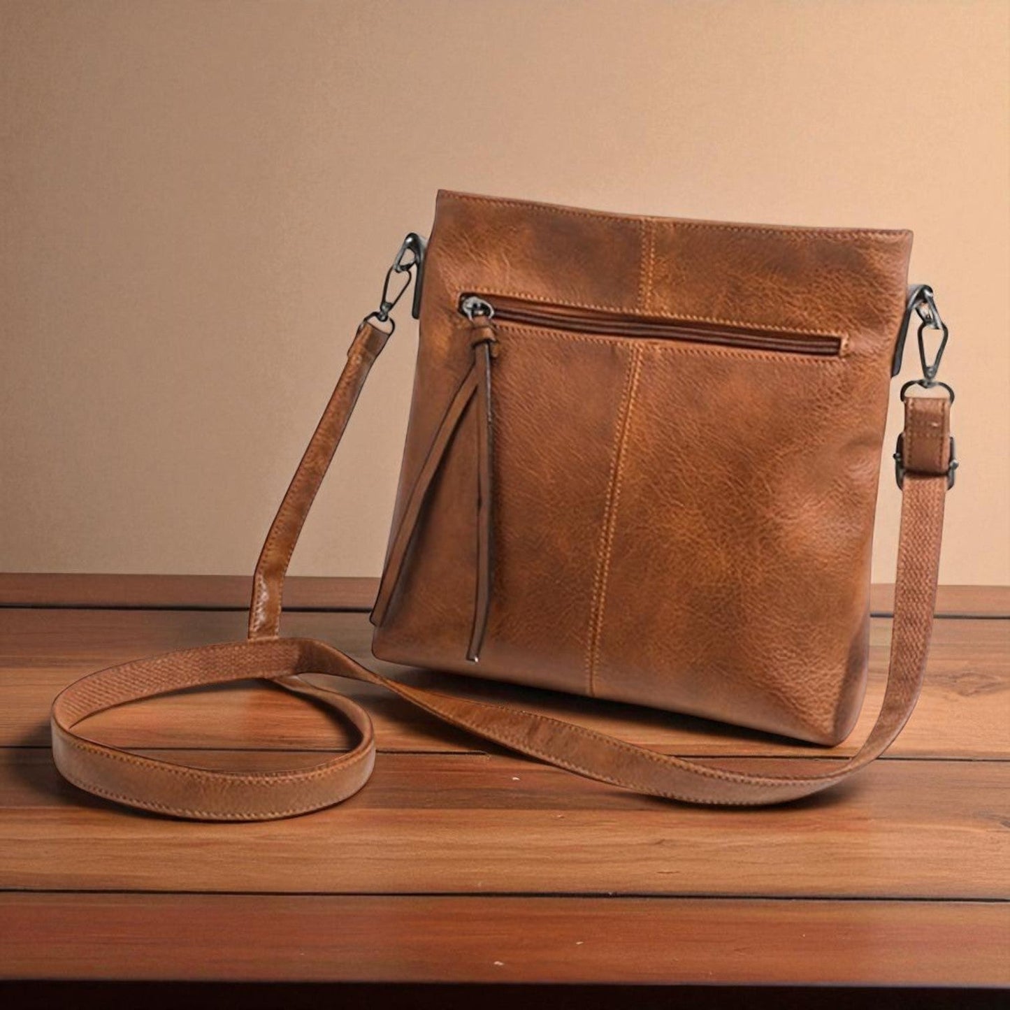 Stylish Brown Handbag for Women with Casual Zipper Design