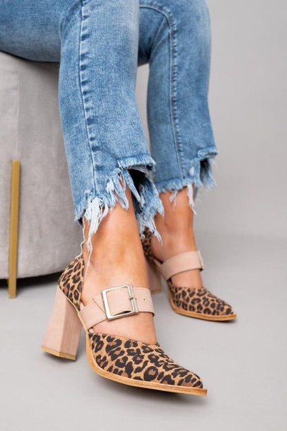 Comfortable Khaki Leopard Heels for Women