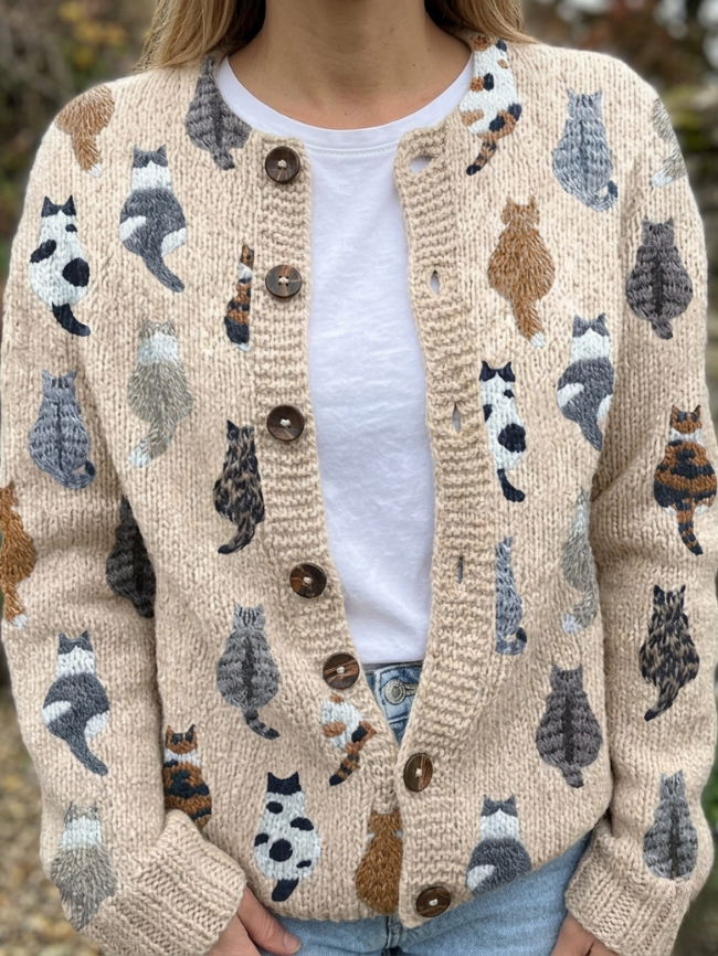 Stylish Beige Cardigan Sweater for Women