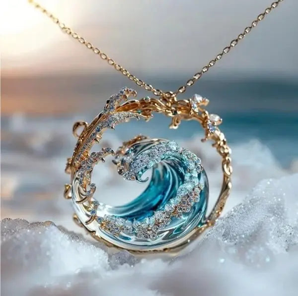 Elegant Necklace for Women with Ocean Wave Design